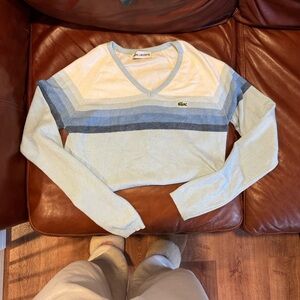 Lacoste Blue and White Striped Sweater